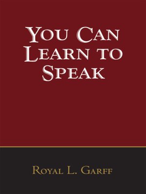 cover image of You Can Learn to Speak